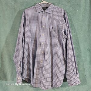 Polo Ralph Lauren  Darker Blue, Light Blue and White Checkered Button Down Shirt